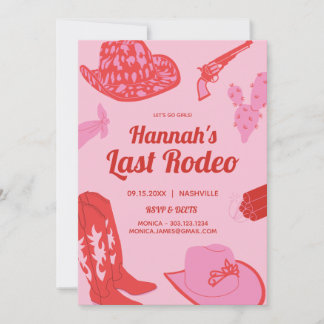 Cowgirl Pink Last Rodeo Bachelorette Einladung