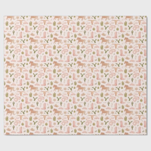 Cowgirl Pink Pattern Geschenkpapier (Flach)