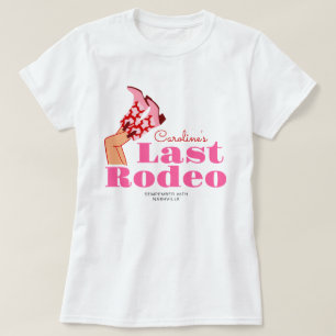 Cowgirl Pink Red Last Rodeo Junggeselinnen-Abschie T-Shirt