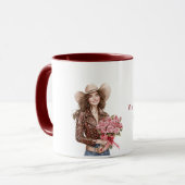 Cowgirl Pink Roses Valentine's Day Tasse (Vorderseite Links)