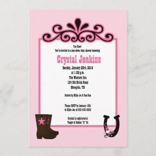 Cowgirl Pink Trendy Cowboy Boot Country Einladung