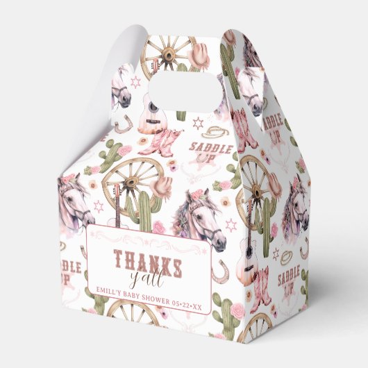 Cowgirl Pink Western Baby Showbox Geschenkschachtel (Rückseite)