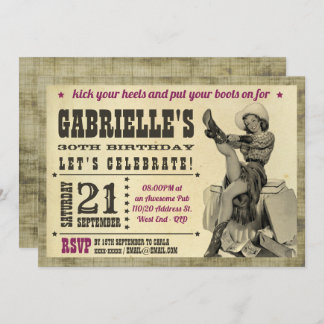 Cowgirl Pinup Country Geburtstagsparty Einladung