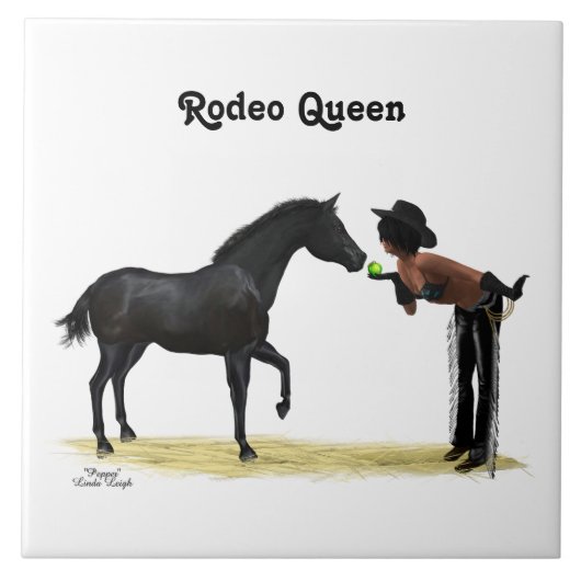 Cowgirl Pinup mit Keramik Fliese (Vorderseite)