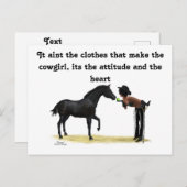 Cowgirl Pinup mit Pferdekarten Postkarte (Vorne/Hinten)