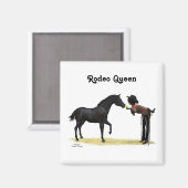 Cowgirl Pinup mit Pferdemagnet Magnet (Vorderseite/Rückseite)