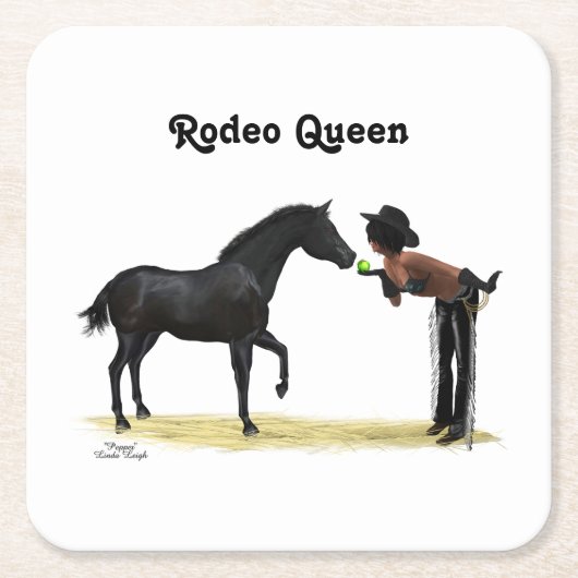 Cowgirl Pinup mit Pferdepapier-Untersetzer Rechteckiger Pappuntersetzer (Vorderseite)