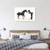 Cowgirl Pinup mit Pferdeschlitten Leinwand drucken (Insitu (Schlafzimmer))
