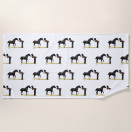 Cowgirl Pinup mit Pferdeschlittenmuster Strandtuch