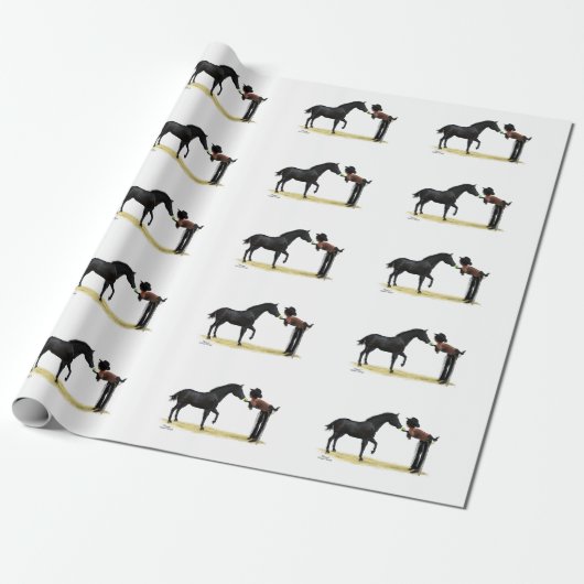 Cowgirl Pinup mit Pferdewrapping Paper Geschenkpapier (Ungerollt)
