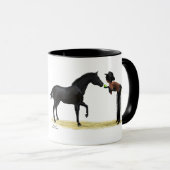 Cowgirl Pinup mit Tasse für Pferdekaffee (VorderseiteRechts)