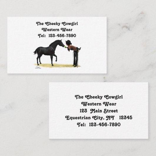 Cowgirl Pinup mit Visitenkarten für Pferde Visitenkarte (Vorne/Hinten)