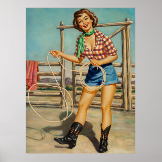 Cowgirl Pinup Vintag Art Poster
