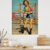 Cowgirl Pinup Vintag Art Poster (Küche)
