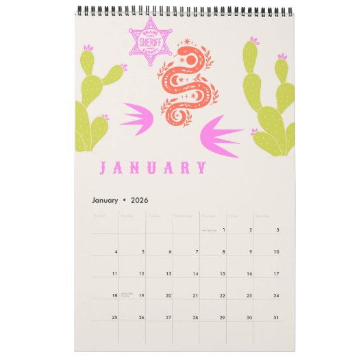 Cowgirl Planner Kalender (Jan 2026)