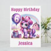 Cowgirl Pony 6-jährige Geburtstagskarte (Stehend Vorderseite)