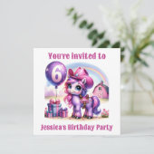 Cowgirl Pony 6-jähriger Geburtstag Einladung (Stehend Vorderseite)