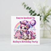 Cowgirl Pony 8-jähriger Geburtstag Einladung (Stehend Vorderseite)