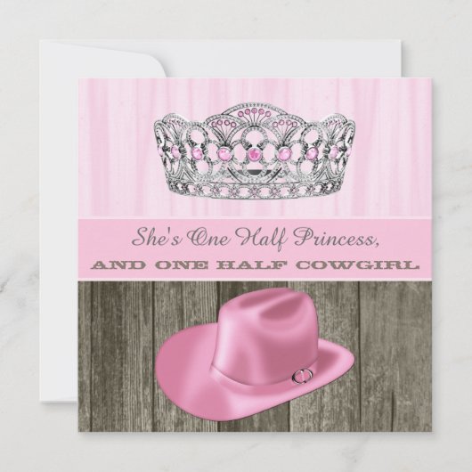 Cowgirl Princess Baby Dusche Einladung (Vorderseite)