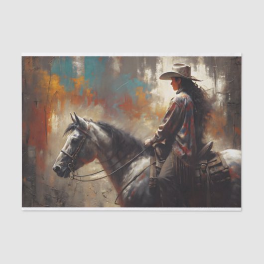 Cowgirl-Profil-Decoupage Seidenpapier (Vorderseite)
