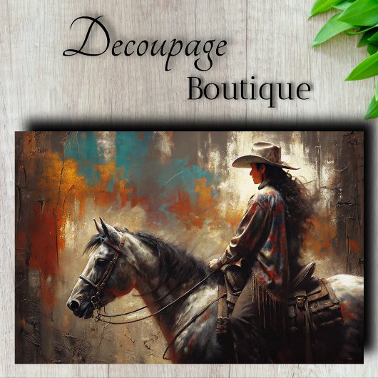 Cowgirl-Profil-Decoupage Seidenpapier