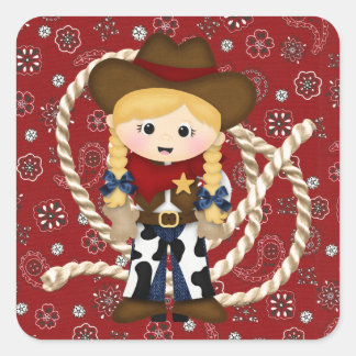 Cowgirl Quadratischer Aufkleber