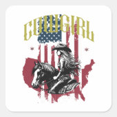 COWGIRL QUADRATISCHER AUFKLEBER (Vorderseite)
