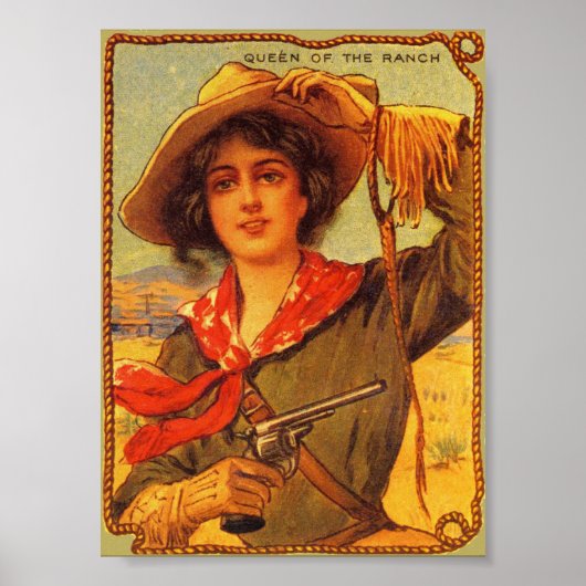 Cowgirl "Queen of the Ranch" Vintage Poster (Vorne)
