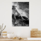 Cowgirl Rassling a Calf, 30er Poster (Küche)