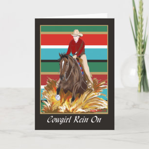 Cowgirl Rein auf der Blank-Karte Feiertagskarte