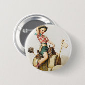Cowgirl Reit Pin Up Button (Vorne & Hinten)