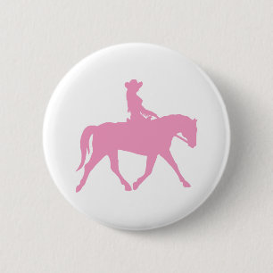 Cowgirl reiten ihr Pferd (pink) Button