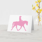 Cowgirl reiten ihr Pferd (pink) Karte (Gelbe Blume)