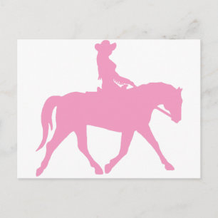 Cowgirl reiten ihr Pferd (pink) Postkarte