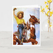 Cowgirl-Reiter-Button oben Karte (Gelbe Blume)