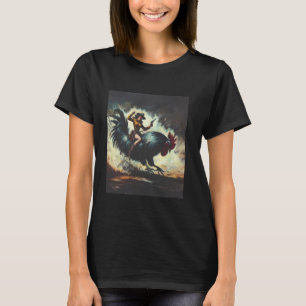 Cowgirl reitet auf einem Huhn T-Shirt