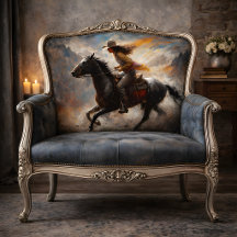 Cowgirl Reitet Schwarzes Pferd Canyon Decoupage