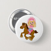 Cowgirl-Reitpferd (Rosa) Button (Vorne & Hinten)