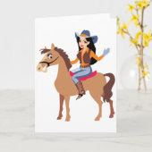 Cowgirl Riding A Horse Greeting Cards Karte (Gelbe Blume)