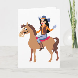 Cowgirl Riding A Horse Greeting Cards Karte