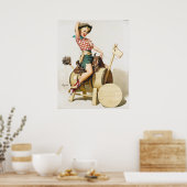 Cowgirl Riding Button Up Poster (Küche)