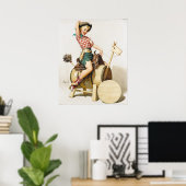 Cowgirl Riding Button Up Poster (Heimbüro)