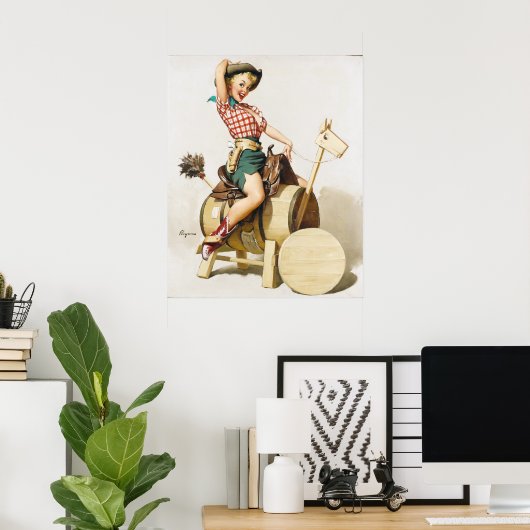 Cowgirl Riding Button Up Poster (Heimbüro)