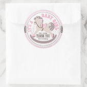 Cowgirl Rocking Horse Western Babydusche Runder Aufkleber (Tasche)