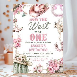 Cowgirl Rodeo 1. Geburtstag - Wie der Westen eins  Einladung