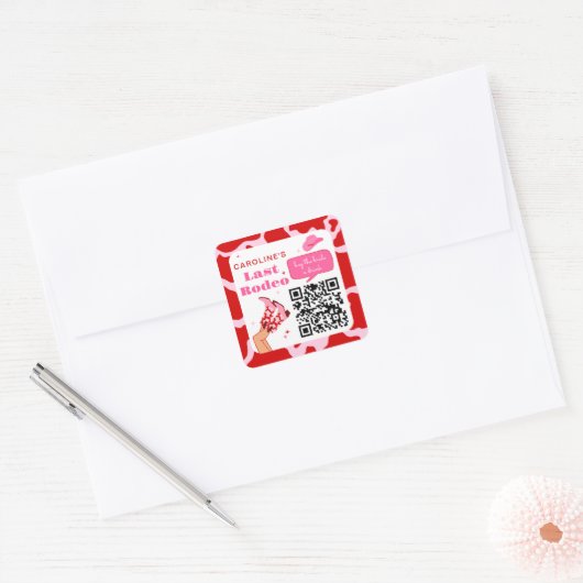 Cowgirl Rodeo kaufen die Braut einen trinken QR Co Quadratischer Aufkleber (Umschlag)