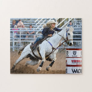 Cowgirl-Rodeo-Pferd-Barrel-Western-Sport Puzzle