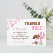 Cowgirl Rodeo Western 1. Geburtstag Vielen Dank Einladung (Stehend Vorderseite)