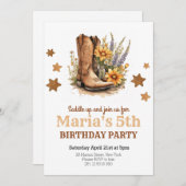 Cowgirl Rodeo Western Birthday Einladung (Vorne/Hinten)