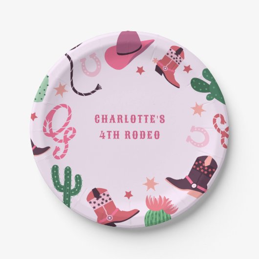 Cowgirl Rodeo Western Geburtstagsparty Pappteller (Vorderseite)
